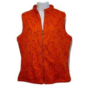 Athleisure City Hearts Red Vest Size Large Eyelet Full Zip Lightweight